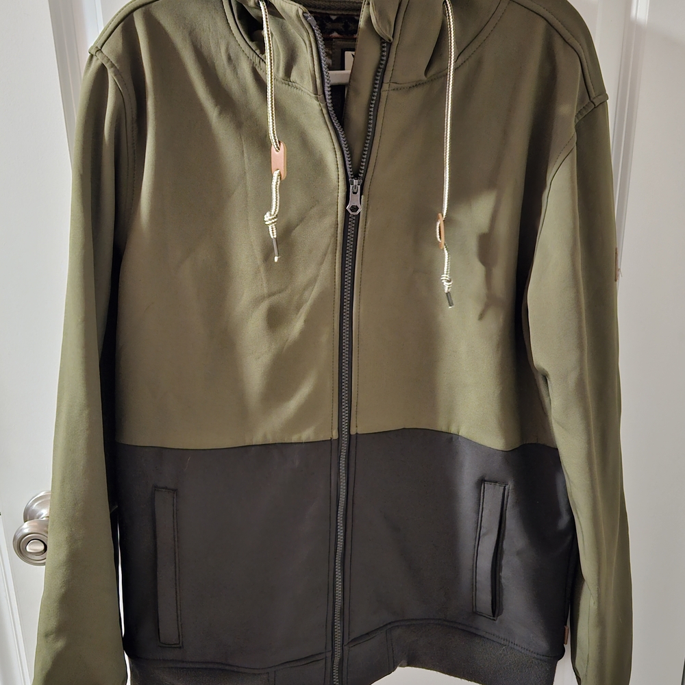 Men's Two-Tone Olive and Black Windbreaker